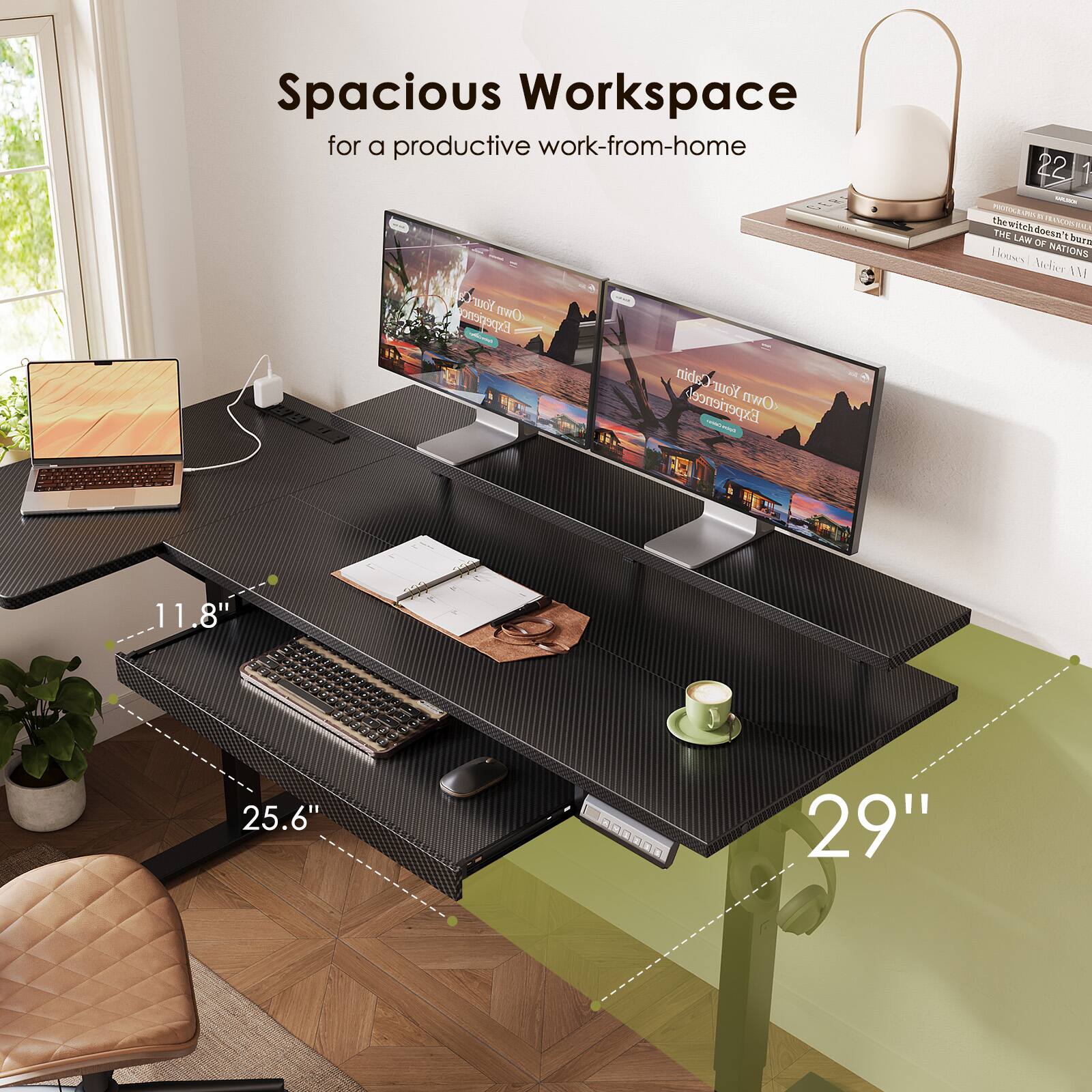 Spacious Workspace for a productive work-from-home  
Your Cabin Your Experience!  
Own 22 1 - PETOCA C The ORSO  
Vhewitchdocsn't witeb Gu THE LAE Iraen OF - NATIONS Ucier AM 11 1 1.8 1 25.6" OMDONIC 29"