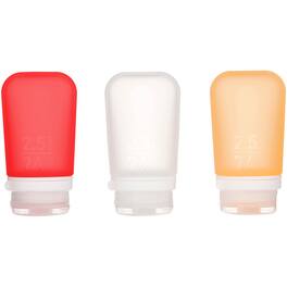 Humangear - GoToob+ Soft Silicone Travel Bottle 3-Pack - Medium - Clear/Red/Orange