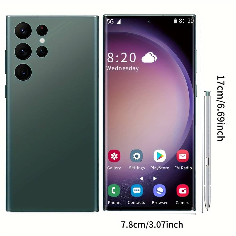 Loheer - I23 Ultra Smartphone Dual SIM 8+256GB Touchscreen Phone with Stylus 6000mAh Battery and Face Recognition - Green (Unlocked)