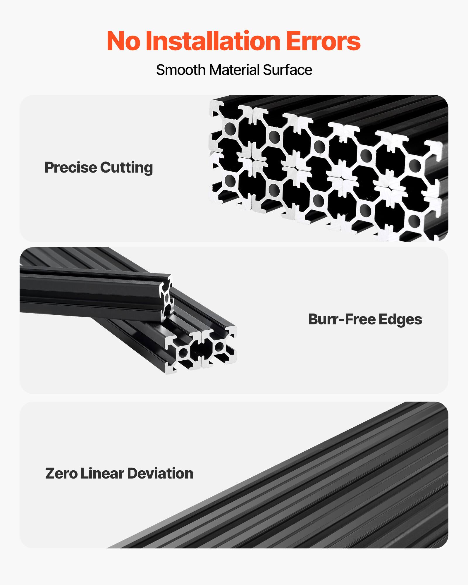 No Installation Errors  
Smooth Material Surface  
Precise Cutting  
Burr-Free Edges  
Zero Linear Deviation
