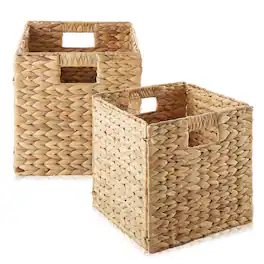 Casafield - 10.5 x 10.5-in Water Hyacinth Storage Baskets - 2 Pack - Natural