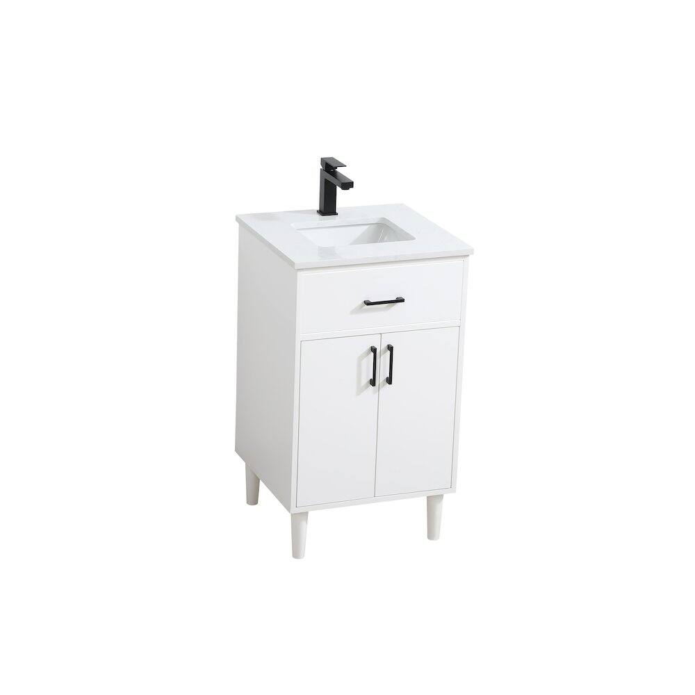 Alt View 2. Elegant Kitchen and Bath - Chandler 20 Inch Single Bathroom Vanity In White - White.