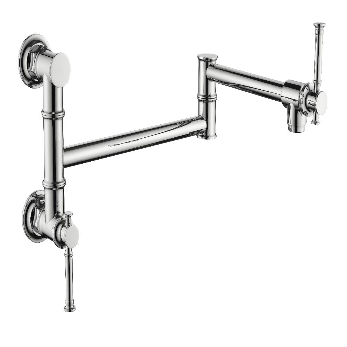 Front. Ropilly - Ropilly Wall Mounted Pot Filler Faucet, Chrome Brass Folding Kitchen Pot Filler with Double Handles - Chrome.