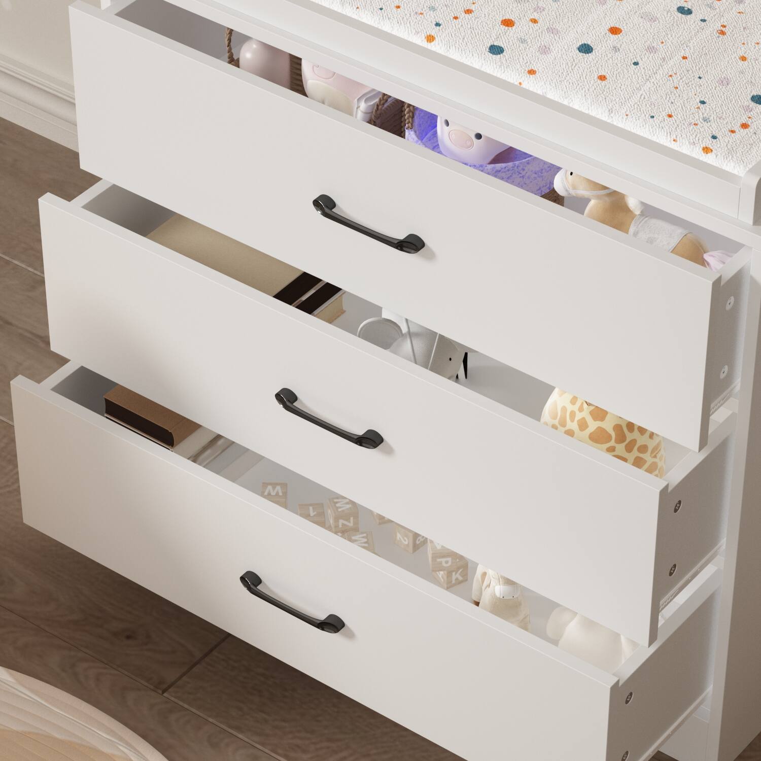 Alt View 1. FUFU & GAGA - FUFU&GAGA Compact 3 - Drawer Vertical Dresser for Small Spaces – White, Cozy Home Style - White.