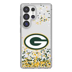 Front. Keyscaper - Green Bay Packers Galaxy Clear Case with Confetti Design - S23 Plus - Multicolor.