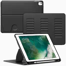 VIKESI - For iPad Air 2/1 & iPad 6th/5th Gen 9.7" Magnetic Multi-Angle Stand Case with Pen Holder - Black