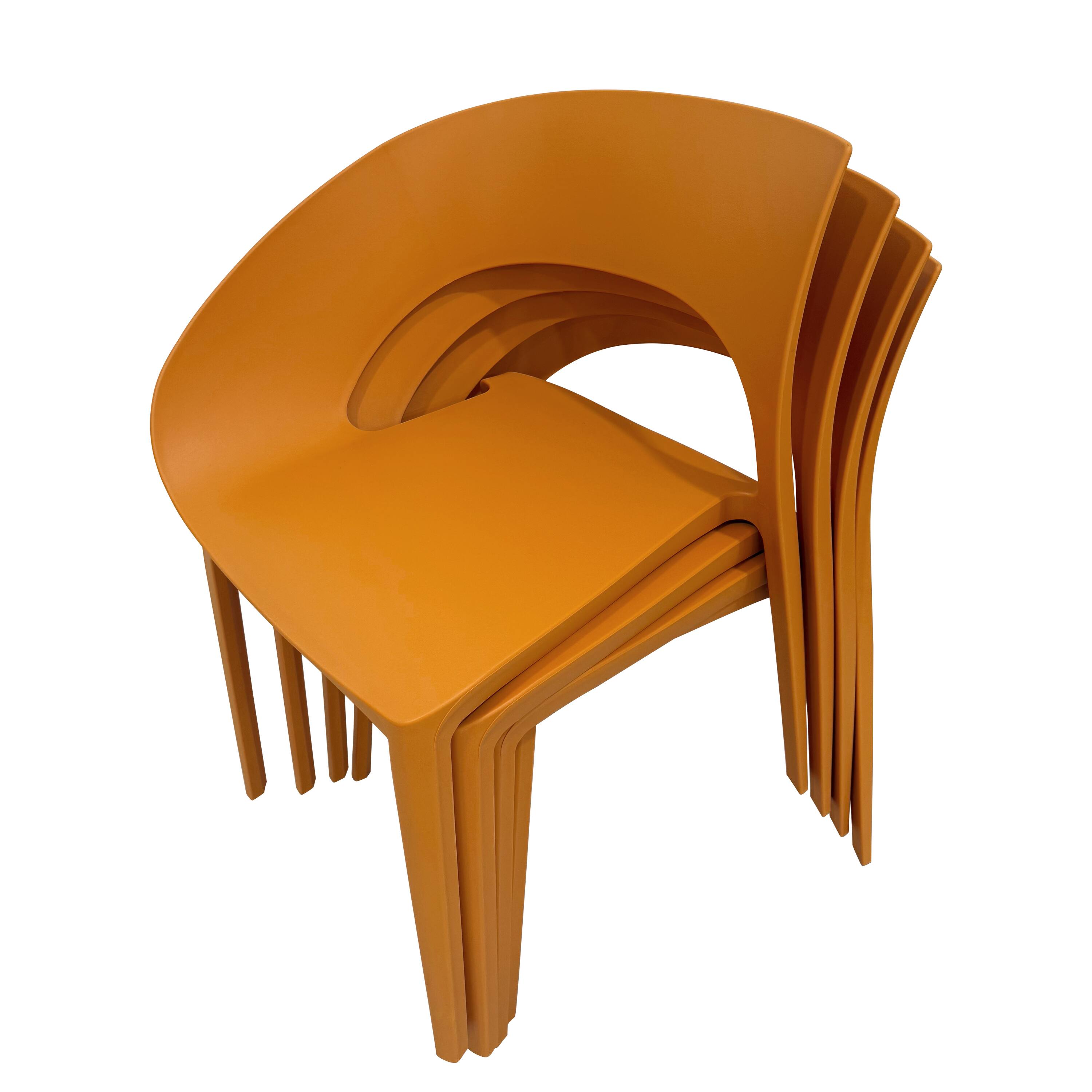 Alt View 8. Mondawe - Set of 4 Polypropylene Single-Side Chair - Orange.