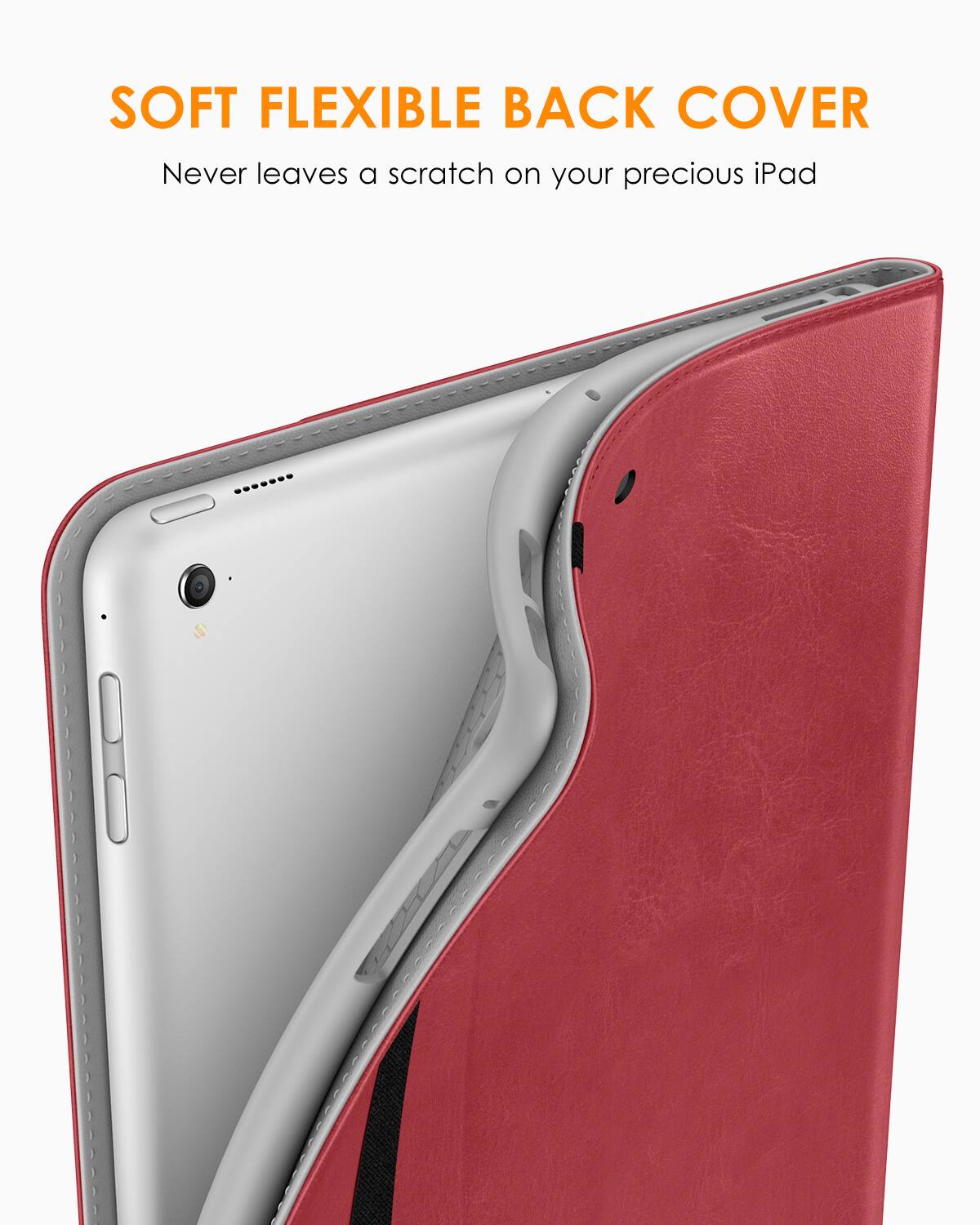 SOFT FLEXIBLE BACK COVER  
Never leaves a scratch on your precious iPad