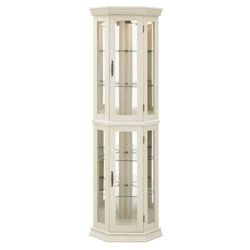 Alt View 5. LUCKY ONE - 15.35in Freestanding Corner Curio Cabinet with Glass Shelves LED Light Display Case for Collectibles Bar - White.