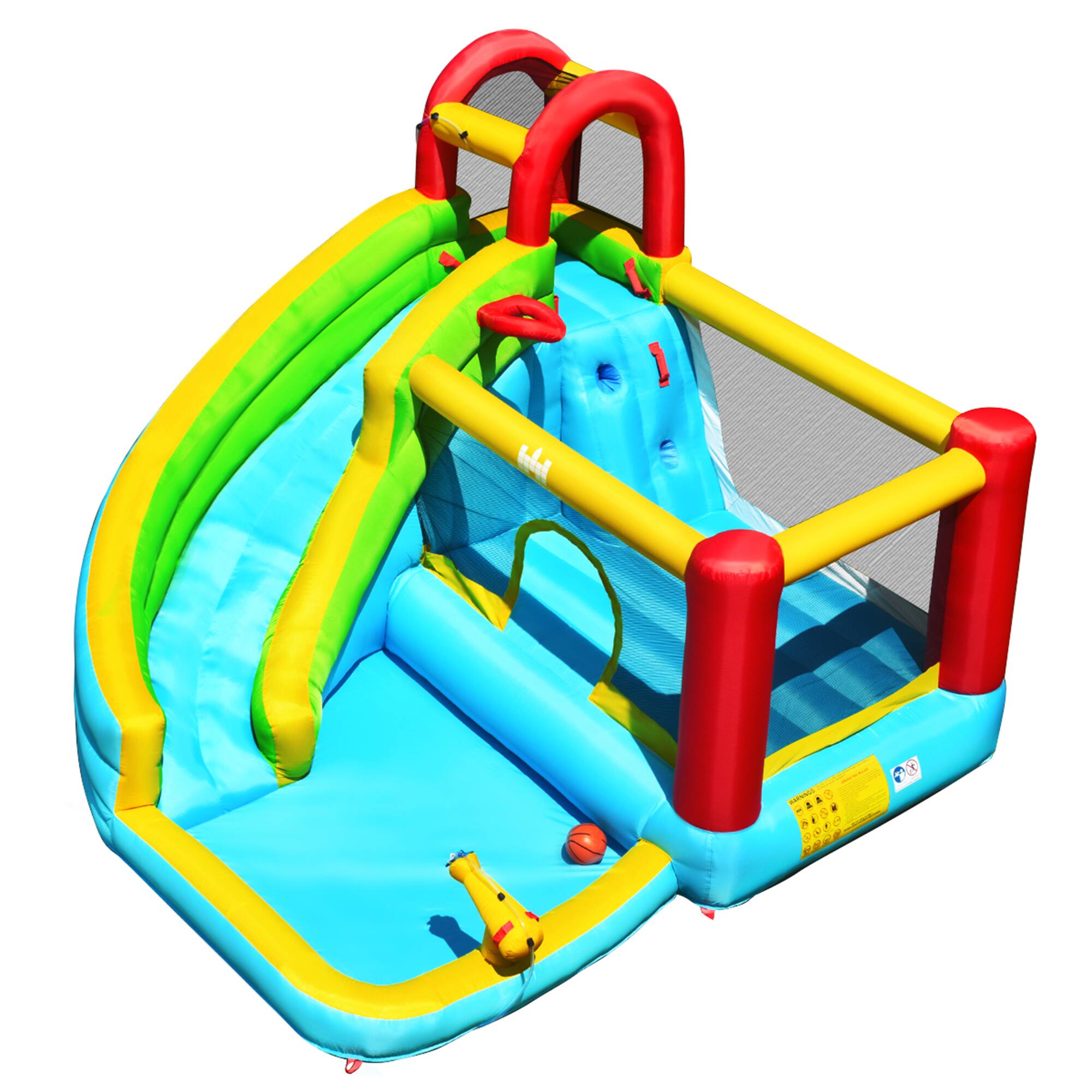 Angle. Costway - Inflatable Kids Water Slide Jumper Bounce House Splash Water Pool Without Blower - Multicolor.