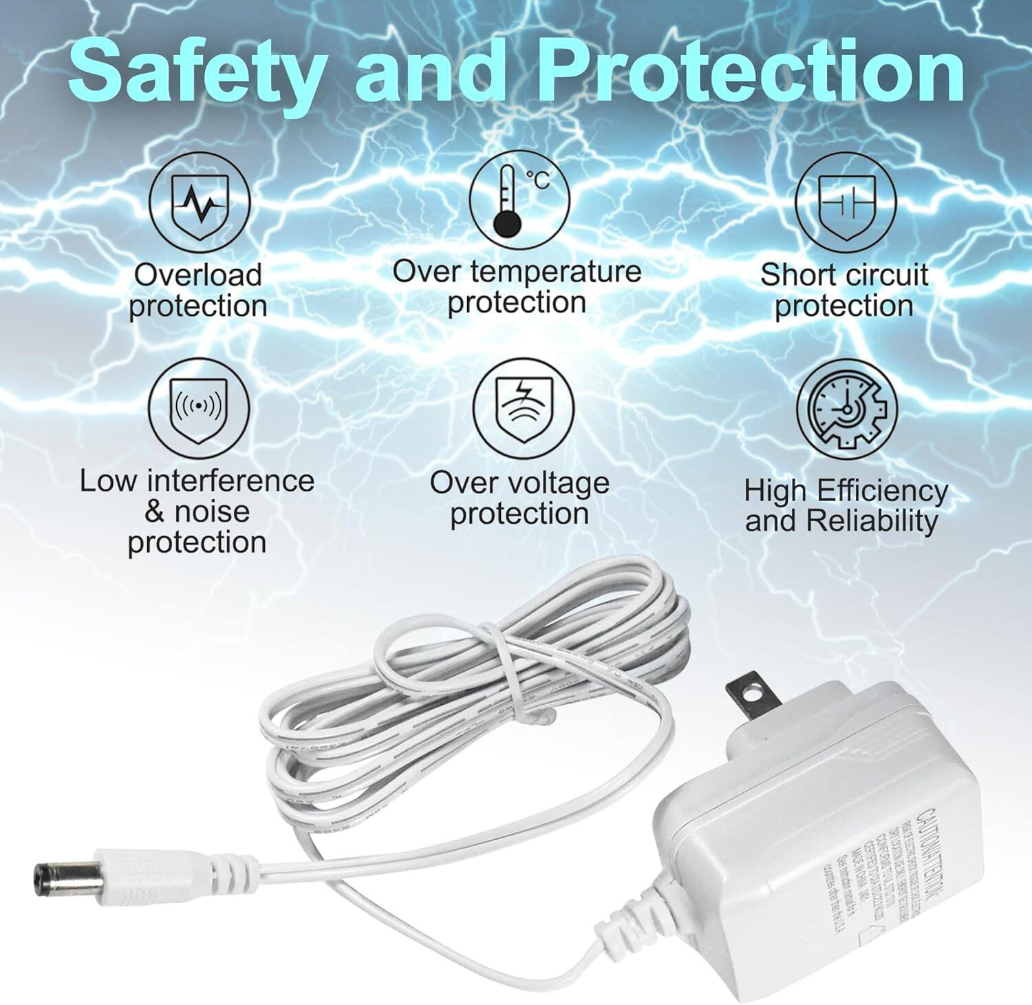 Safety and Protection  
- Overload protection  
- Over temperature protection  
- Short circuit protection  
- Low interference & noise protection  
- Over voltage protection  
- High Efficiency and Reliability  

CAUTION