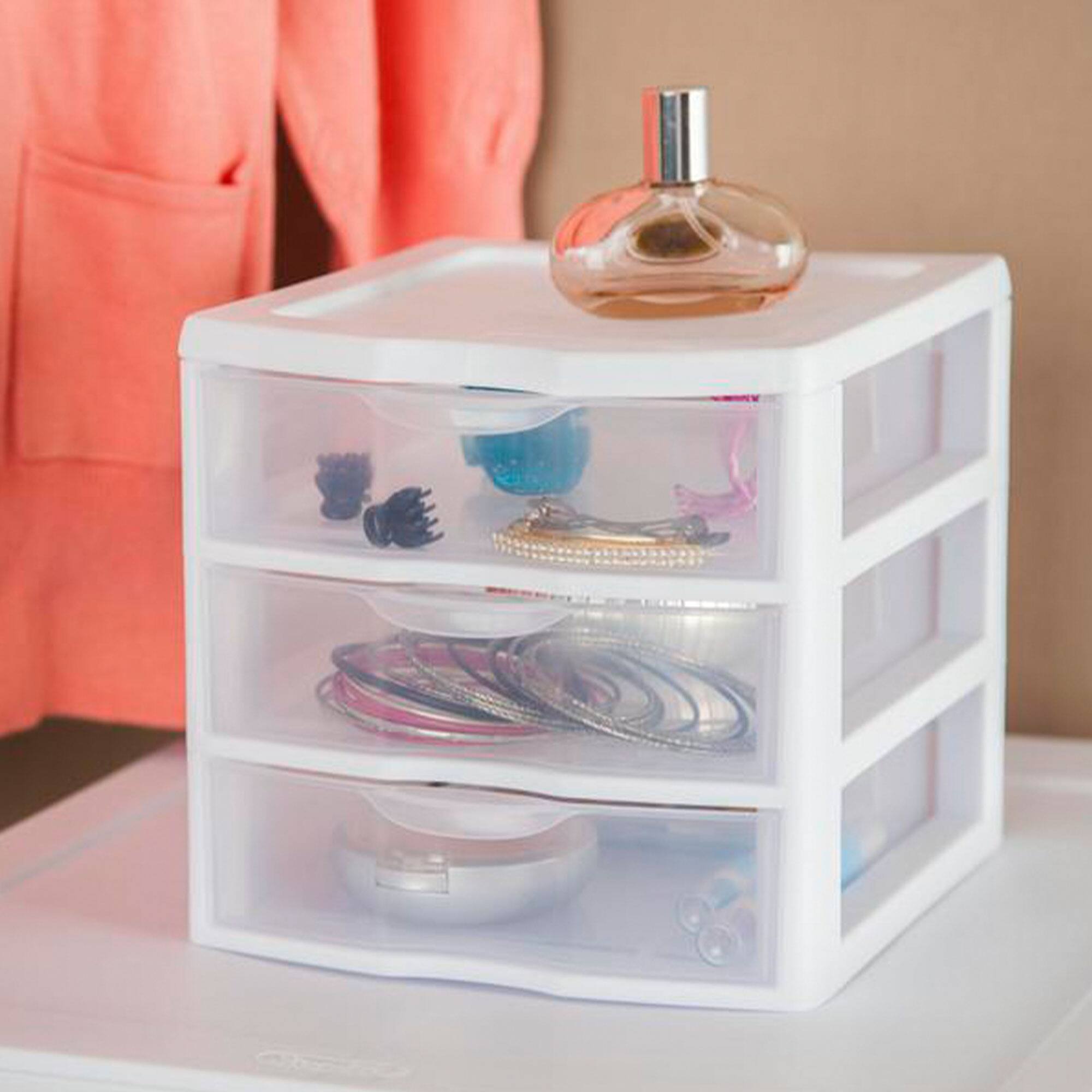 Alt View 8. Sterilite - Sterilite ClearView Plastic Small 3 Drawer Desktop Storage Unit, White, 12 Pack.