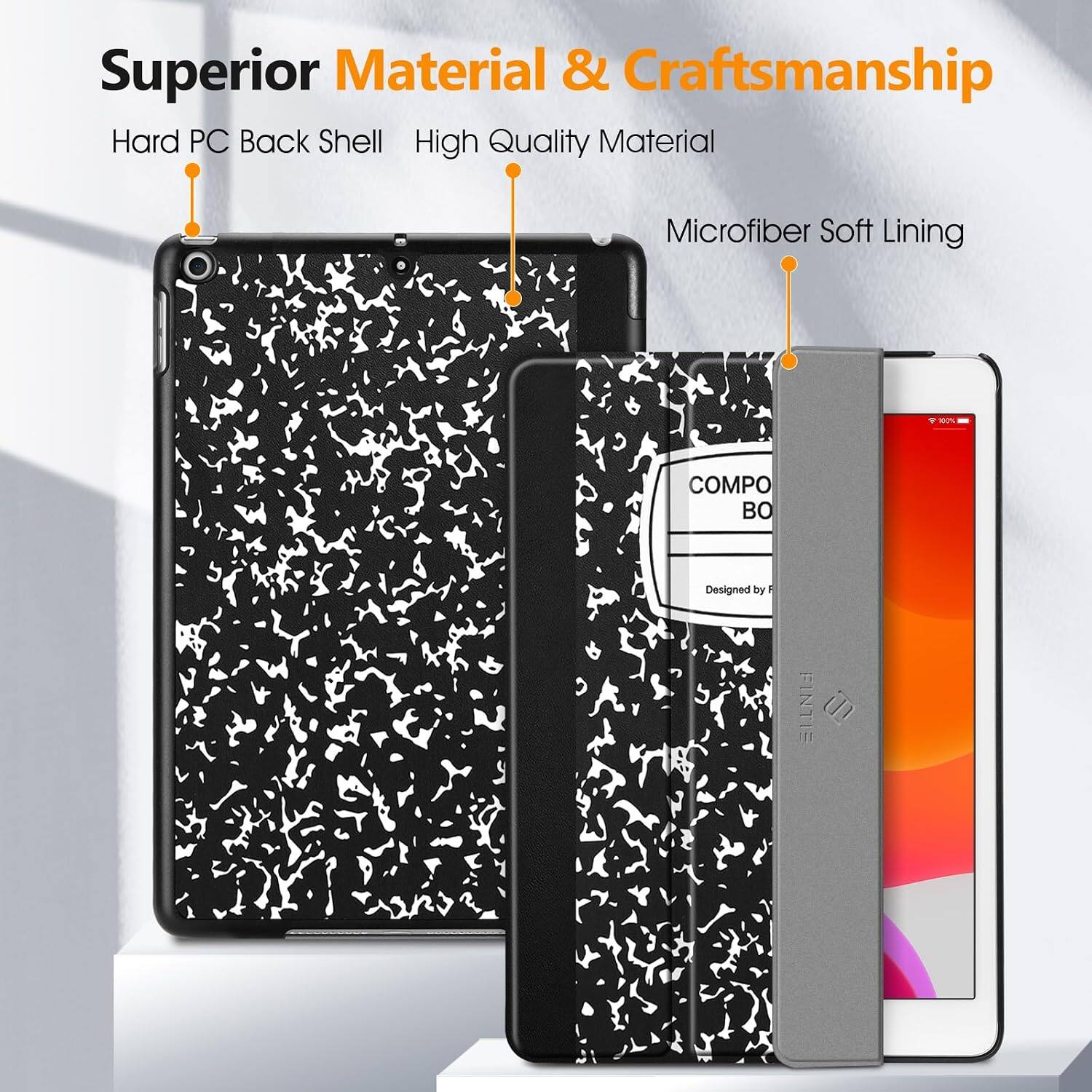 Superior Material & Craftsmanship  
Hard PC Back Shell  
High Quality Material  
Microfiber Soft Lining  
100%  
COMPO  
Designed by F  
FINTIE