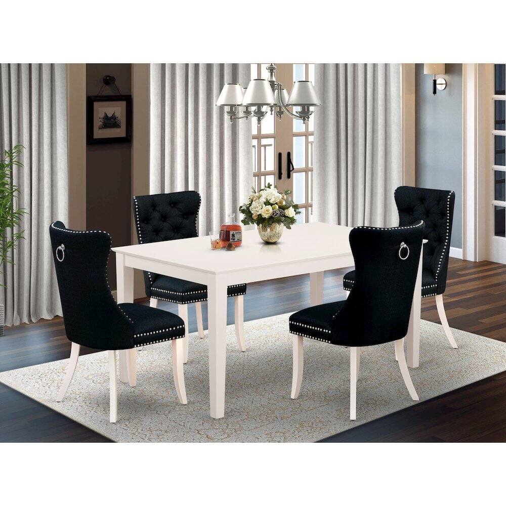 Alt View 8. East West Furniture - 5 Piece Kitchen Table & Chairs Set - Linen White.