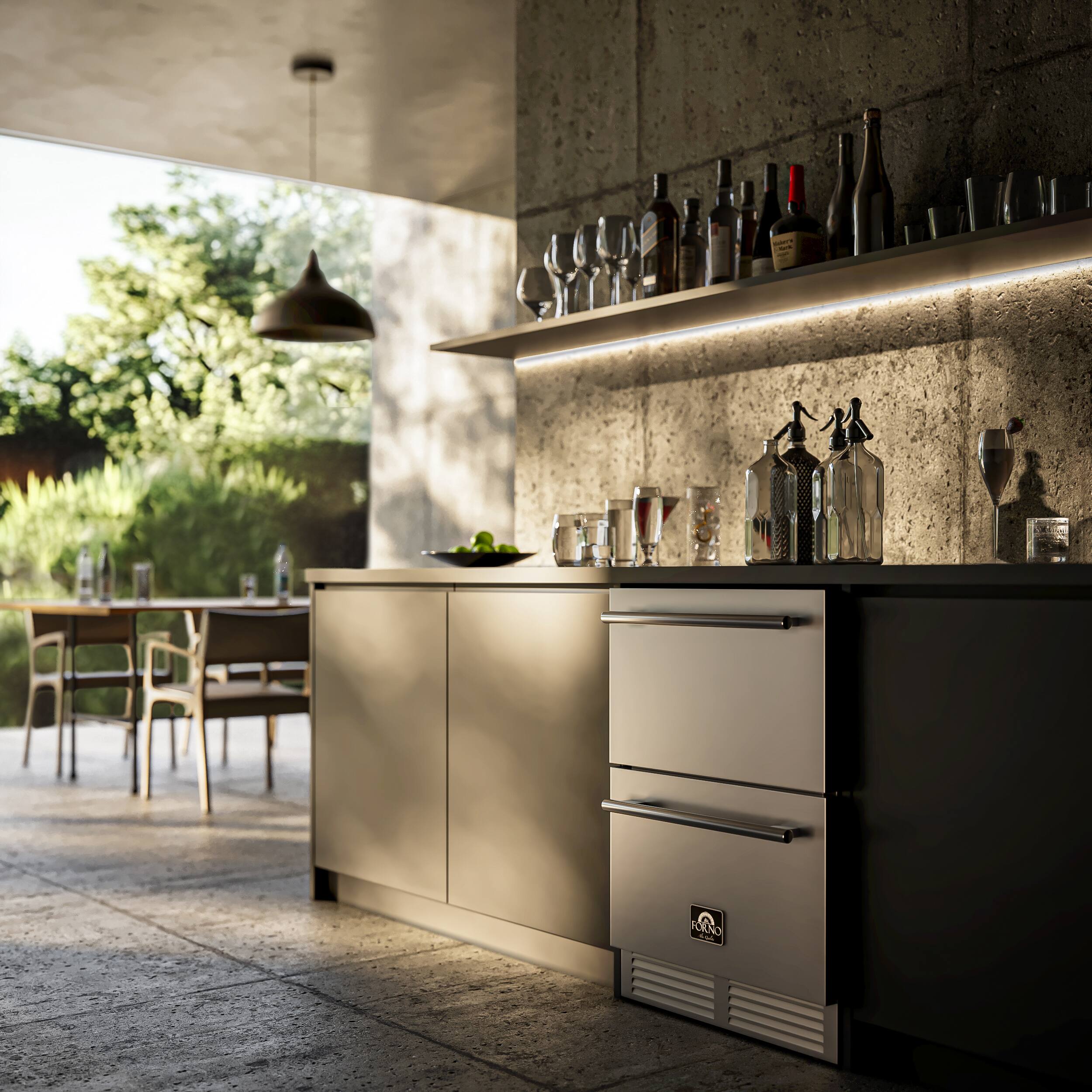 Alt View 9. Forno Appliances - Cosenza 24" Built-In Indoor/Outdoor Drawer Freezer with Ice Maker - Stainless steel.