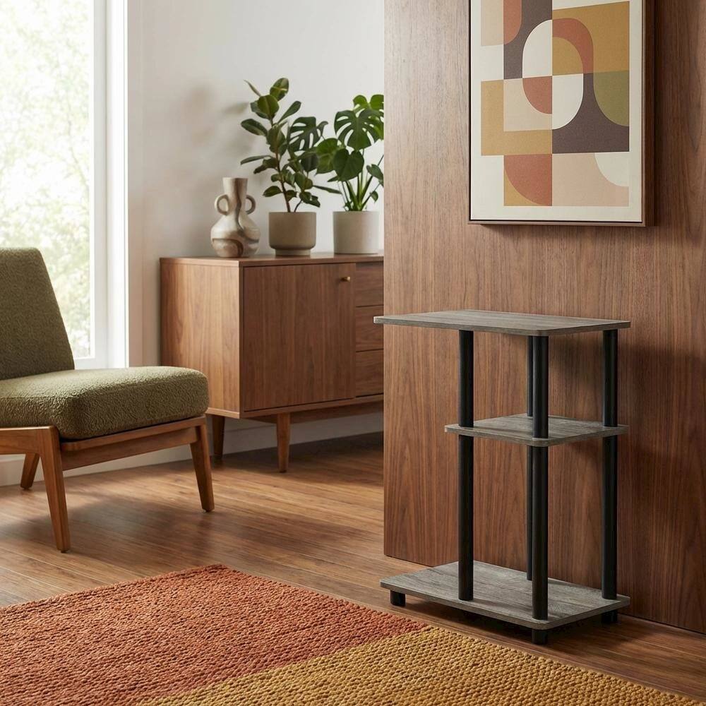 Left. FurniFact - FurniFact C-Shape Side Table, Quality Build, Durable Wood Frame - French Oak - French Oak/Black.