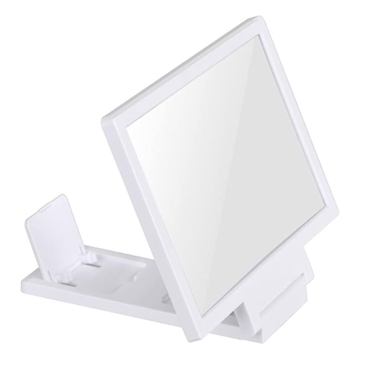 Back. Stock Preferred - 3D Mobile Phone Screen Magnifier Stand 7.8” Foldable HD Amplifier with Anti-Slip Holder - White.