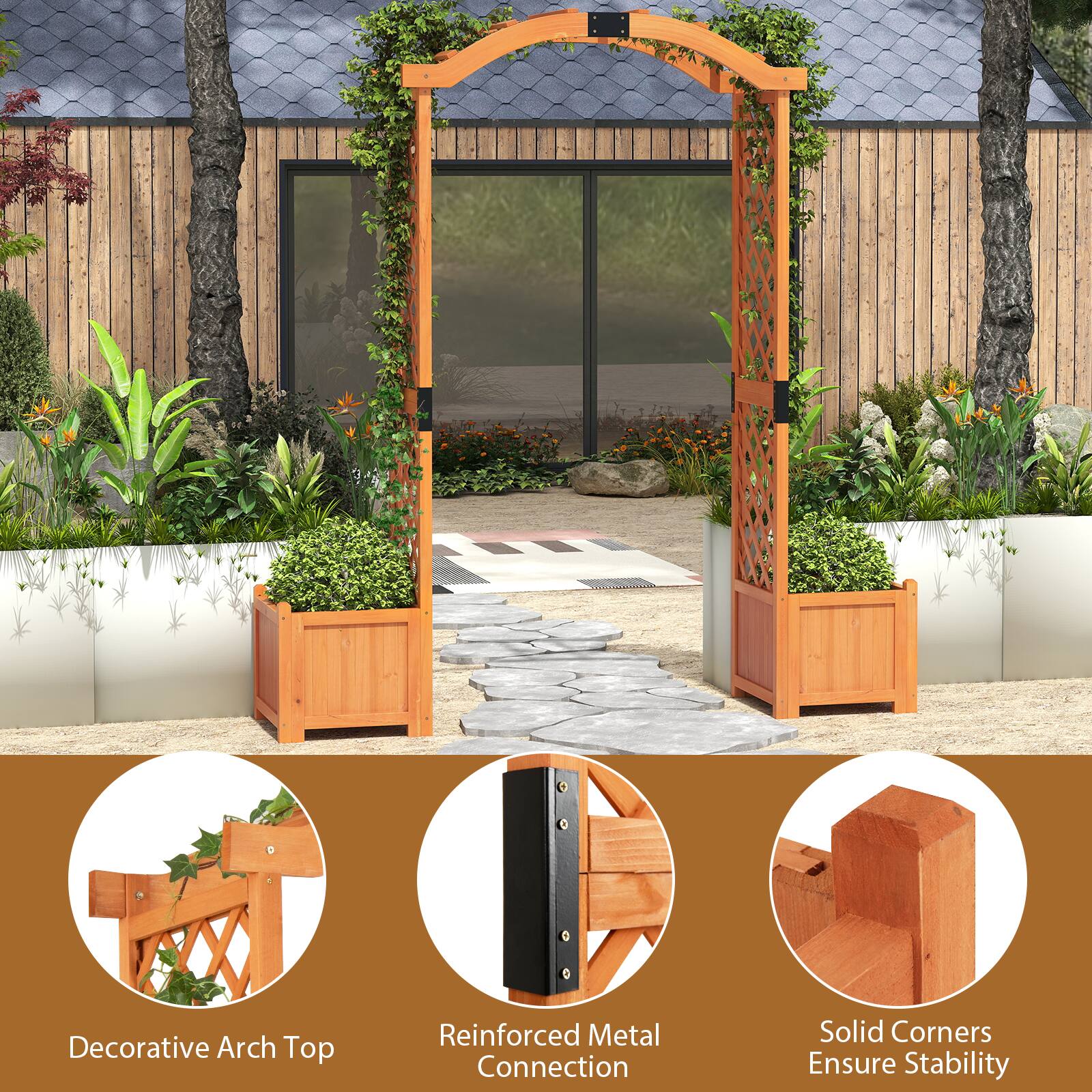 Decorative Arch Top Reinforced Metal Connection Solid Corners Ensure Stability