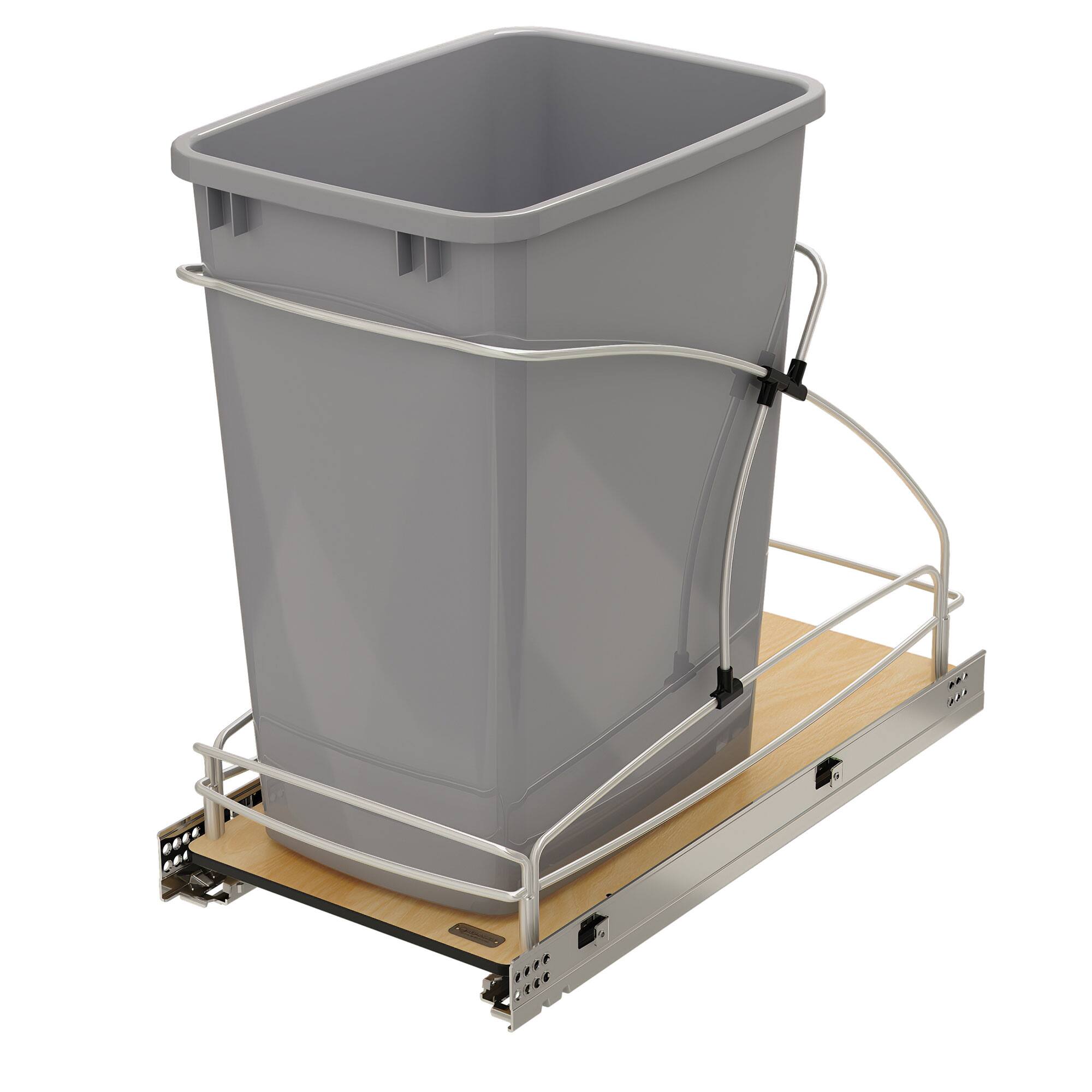 Front. Rev-A-Shelf - Rev-A-Shelf Single 35 qt. Pullout Trash Container, Gray, 54WC-1535SC-17-1 - Silver.