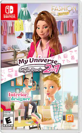 Nintendo Switch. Fashion Boutique. My Universe Style Pack 2. Interior Designer. EVERYONE ENFANTS ET ADULTES. ESRB M. MICROIDS Life. - E (Everyone)