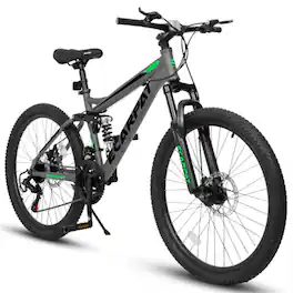 HTUTWOO - 24 Inch Adult Mountain Bike - 21 Speed Shifter Lever with Gear Indicator, High Steel Frame, Mechanical Disc Brakes - Gray