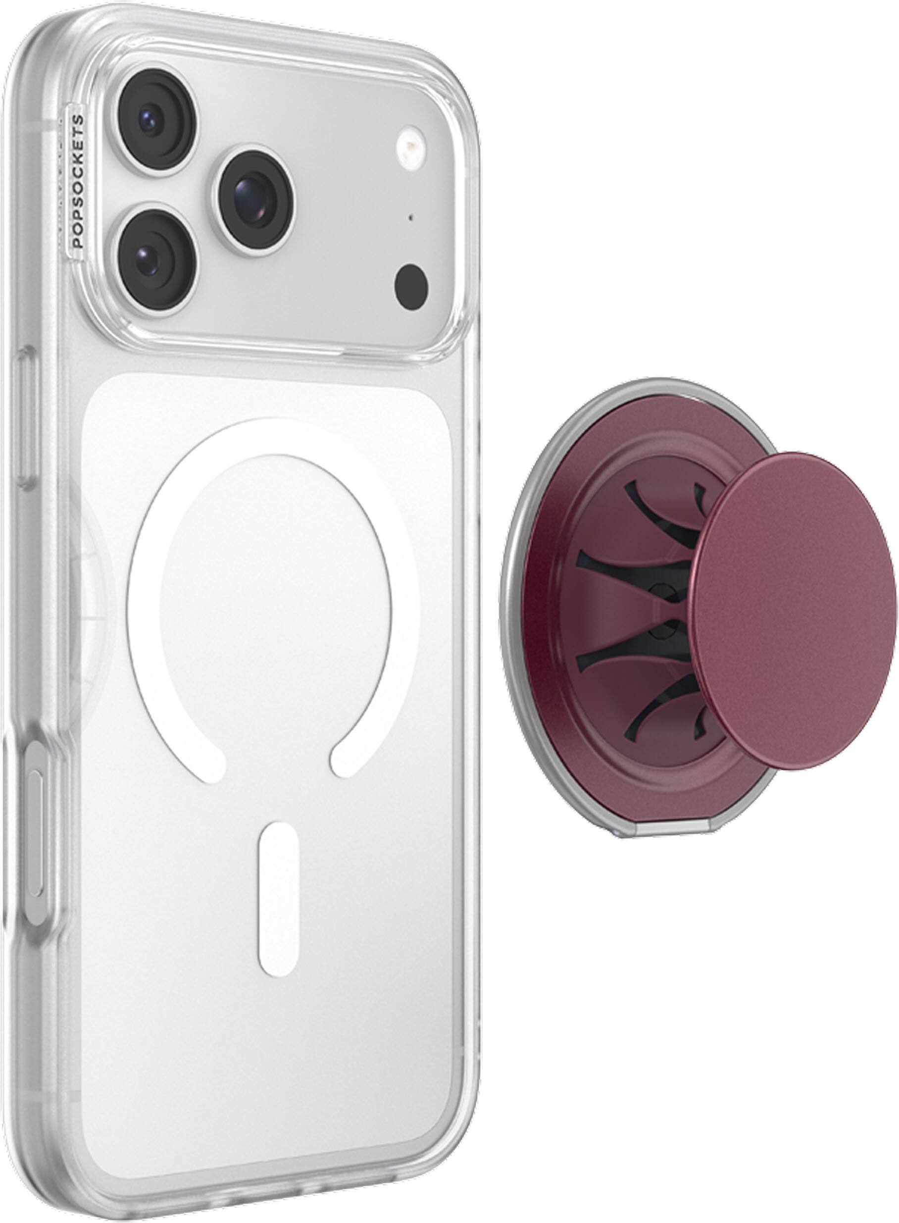 Alt View 9. PopSockets - PopSockets Low-Pro Grip for MagSafe, Ultra-Thin Magnetic Phone Grip with Kick-Out Stand - Burgundy.