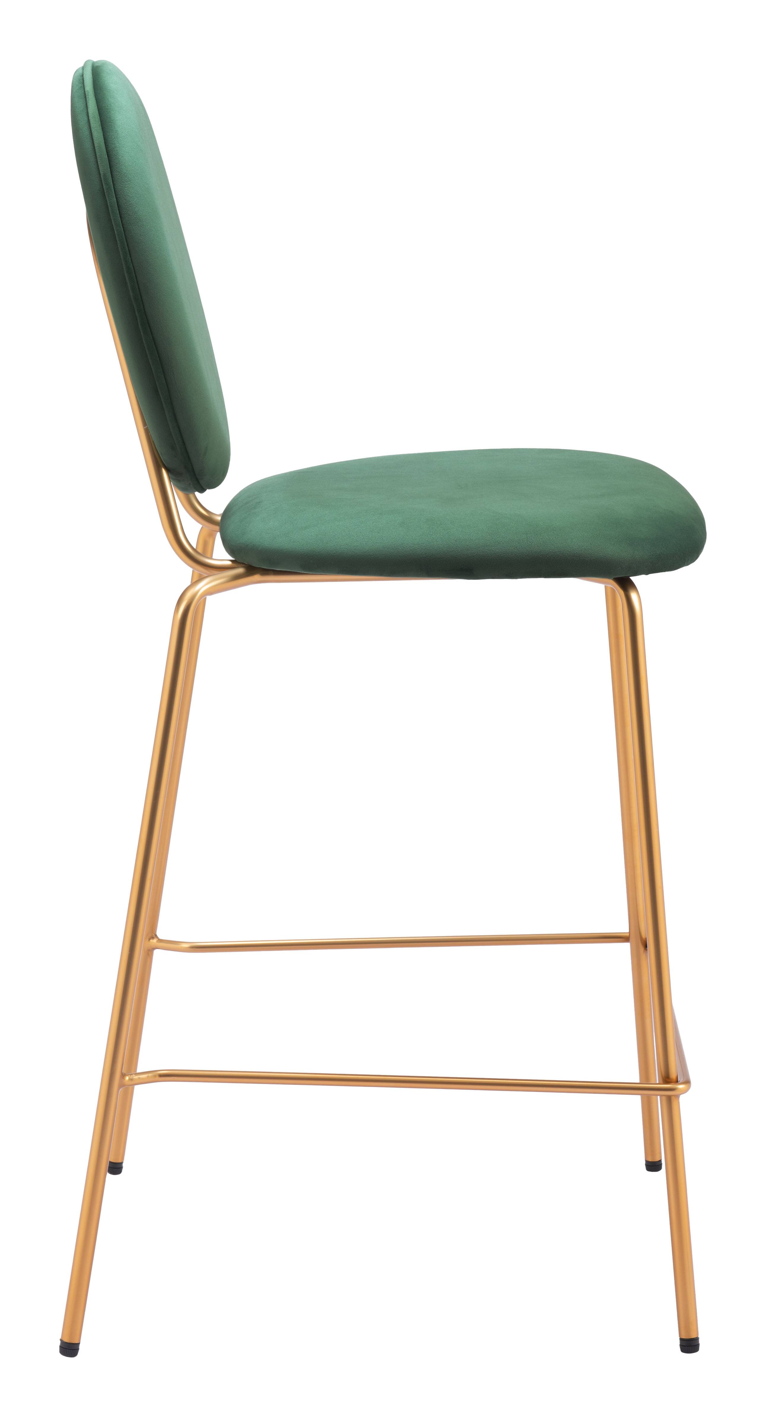 Back. Hivvago - Odessa Counter Stool (Set of 2) Green & Gold - Green & Gold.