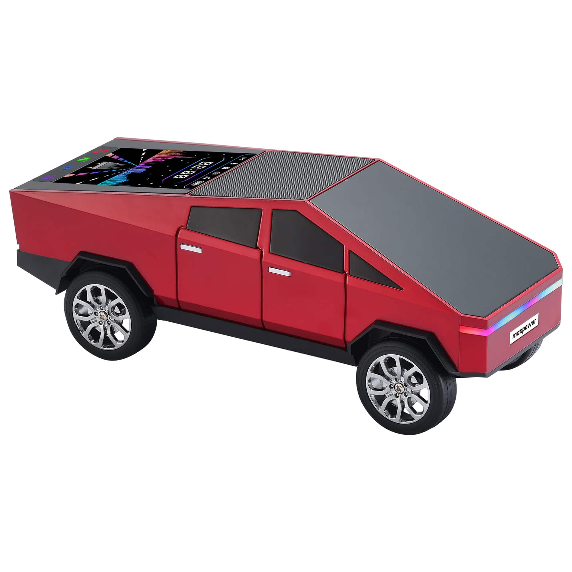 Max Power - Cybertruck Wireless Bluetooth Speaker with Front LED Lights, Red
