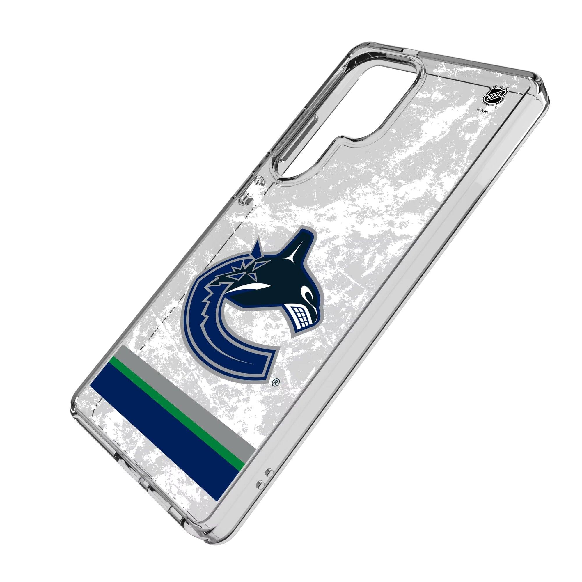 Alt View 1. Keyscaper - Vancouver Canucks Galaxy Stripe Clear Ice Case - S25 - Multicolor.