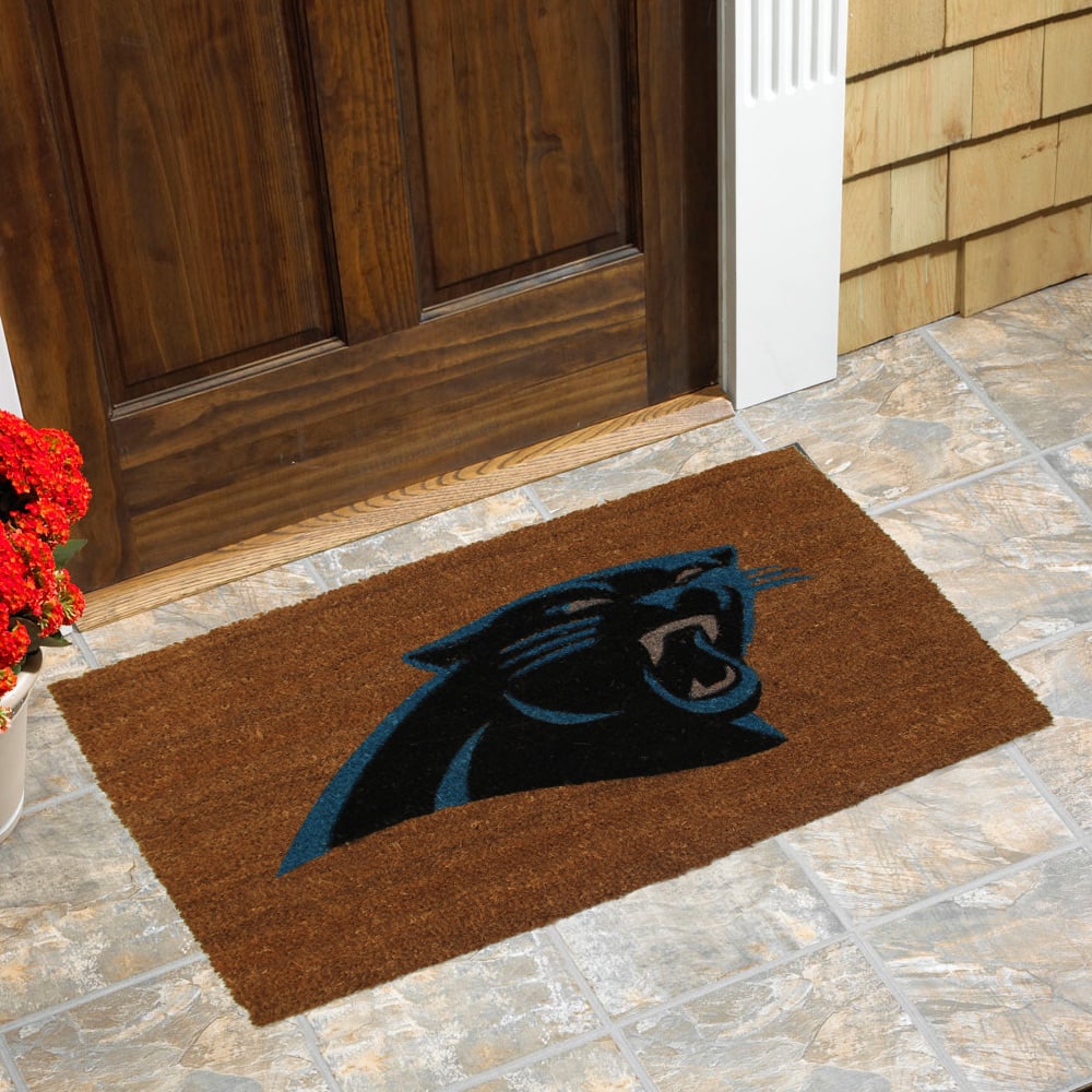 The Memory Company - Carolina Panthers Logo 20'' x 30'' Coir Doormat - Multicolor