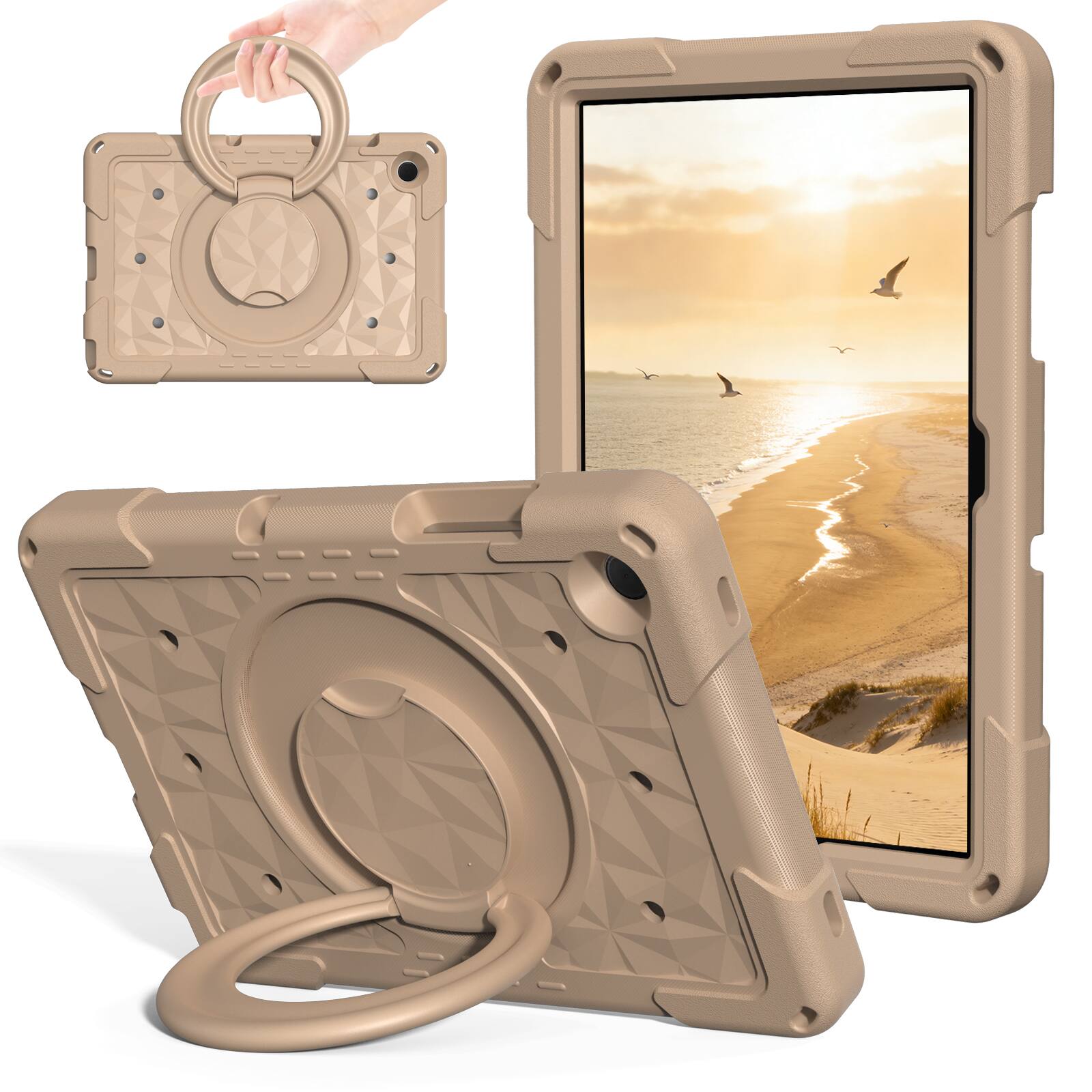 Alt View 3. UUCOVER - Kids Case for Samsung Galaxy Tab A11+ 11-inch 2025 (SM-X230/X236/X238) Shockproof EVA Handle Stand Cover Shoulder Strap - Khaki.