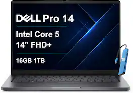 Dell - Upgraded - Pro 14 14'' FHD+ Laptop - Intel Core 5 120U - 16GB Memory - 1TB SSD - Backlit - IR Webcam - Windows 11 Pro - Magnetite