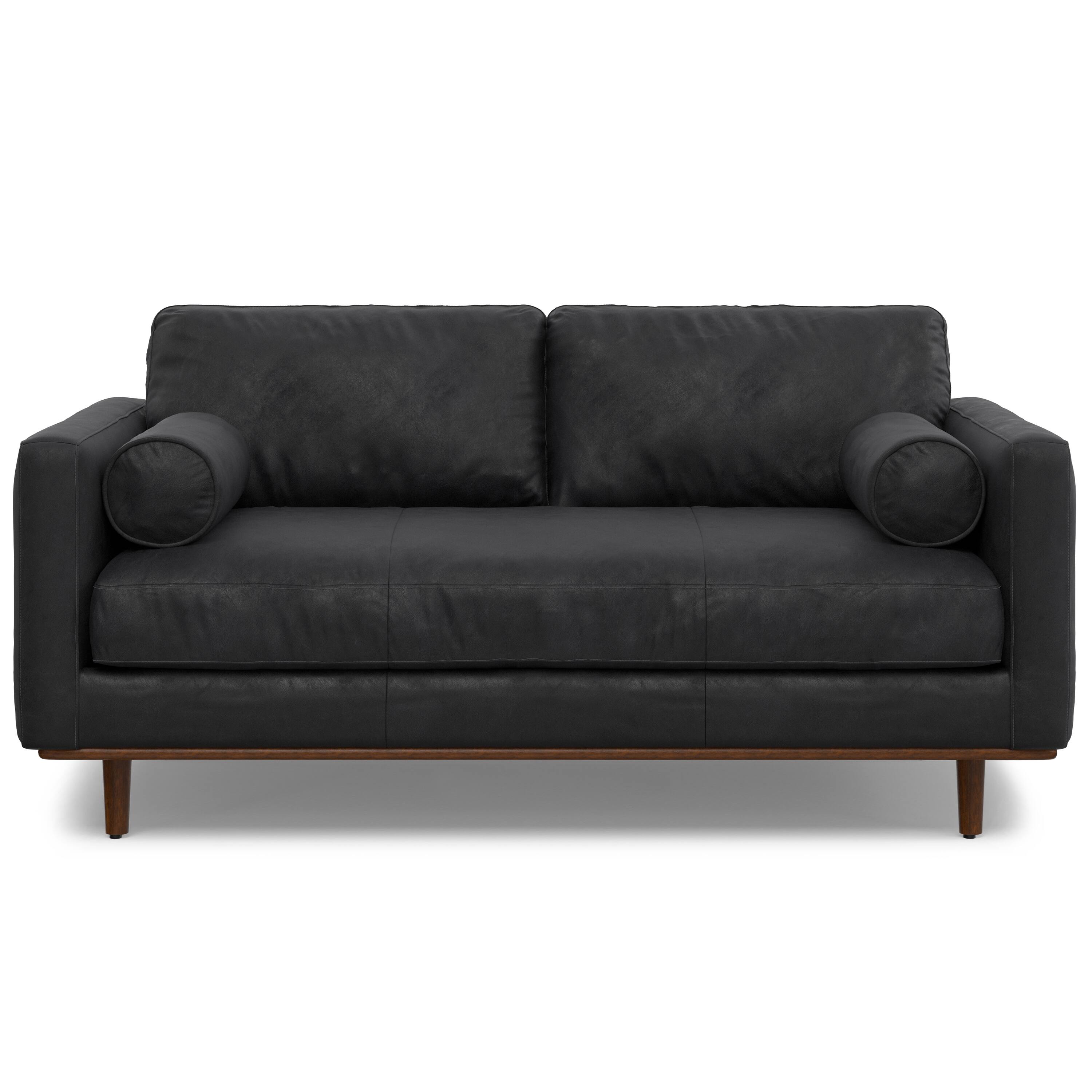 Simpli Home Morrison 72 inch Mid Century Sofa in Graphite Grey