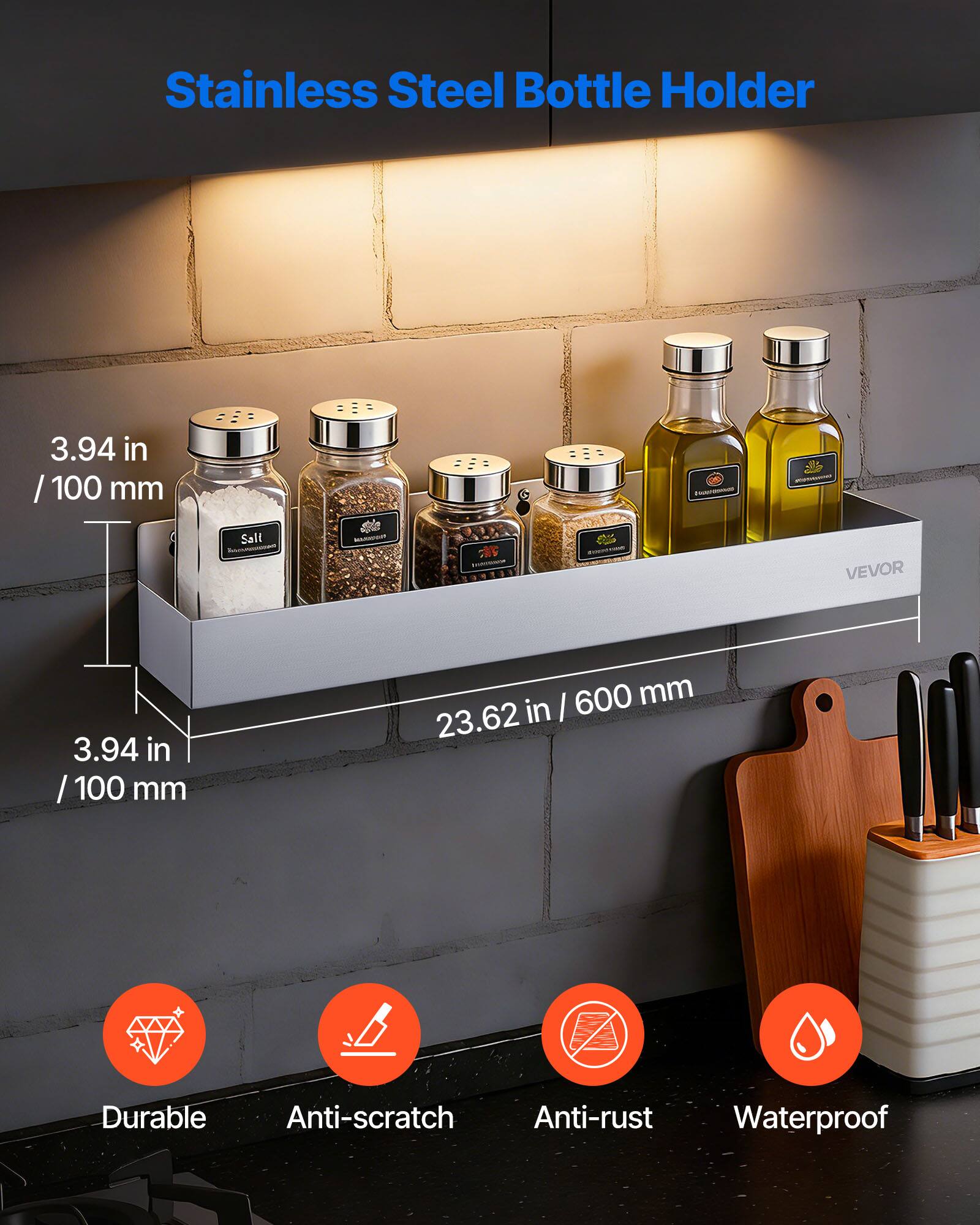Stainless Steel Bottle Holder

3.94 in / 100 mm

23.62 in / 600 mm

Durable
Anti-scratch
Anti-rust
Waterproof