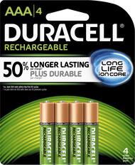 Front. Duracell - Rechargeable AAA Batteries (4-Pack) - Orange, Green.
