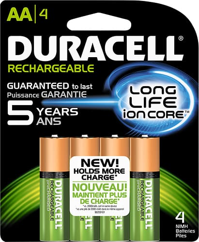 Front. Duracell - Rechargeable AA Batteries (4-Pack) - Green.