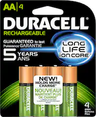 Front. Duracell - Rechargeable AA Batteries (4-Pack) - Green.