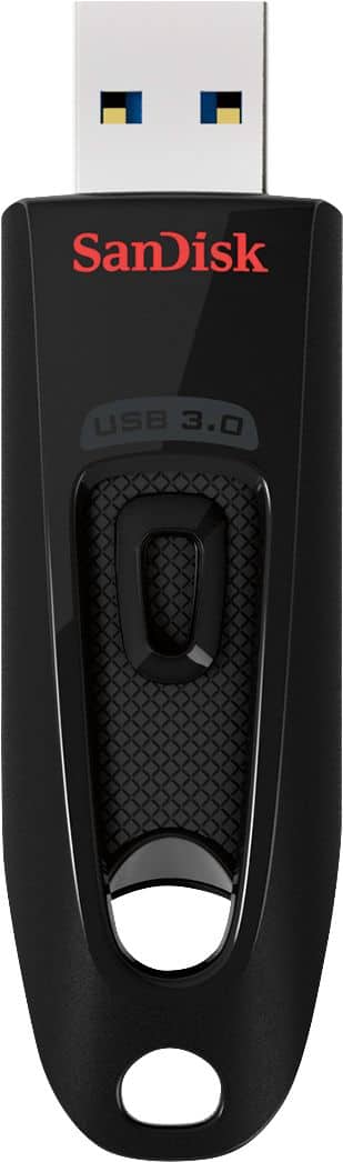 Front. SanDisk - Ultra 128GB USB 3.0 Flash Drive - Black.