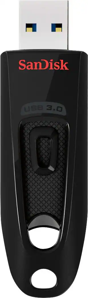 Front. SanDisk - Ultra 128GB USB 3.0 Flash Drive - Black.