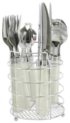 Angle. Gibson - Sensations II 16-Piece Flatware Set - White.