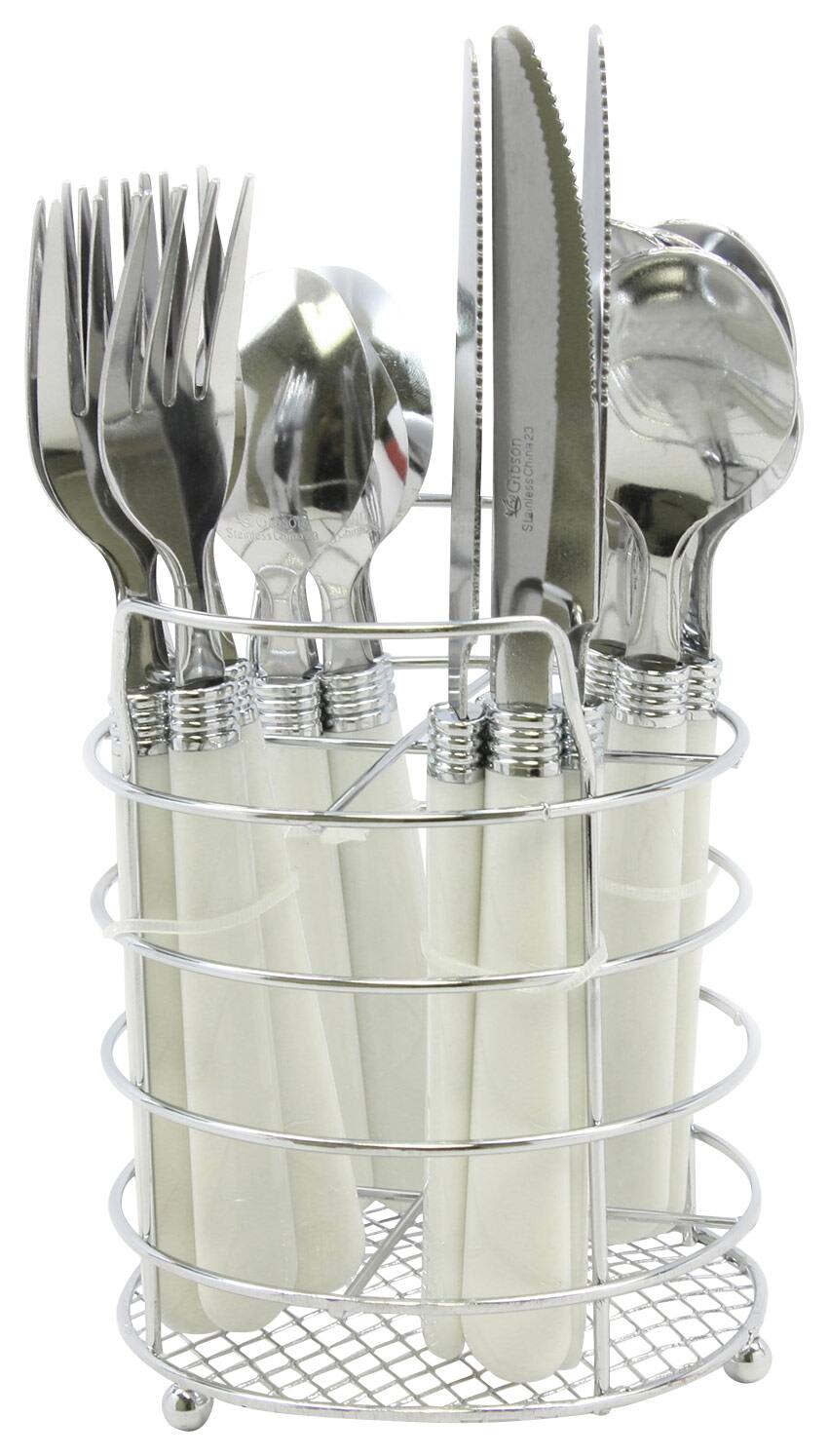 Angle. Gibson - Sensations II 16-Piece Flatware Set - White.
