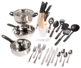 Gibson - Lybra 32-Piece Cookware Combo Set - Silver