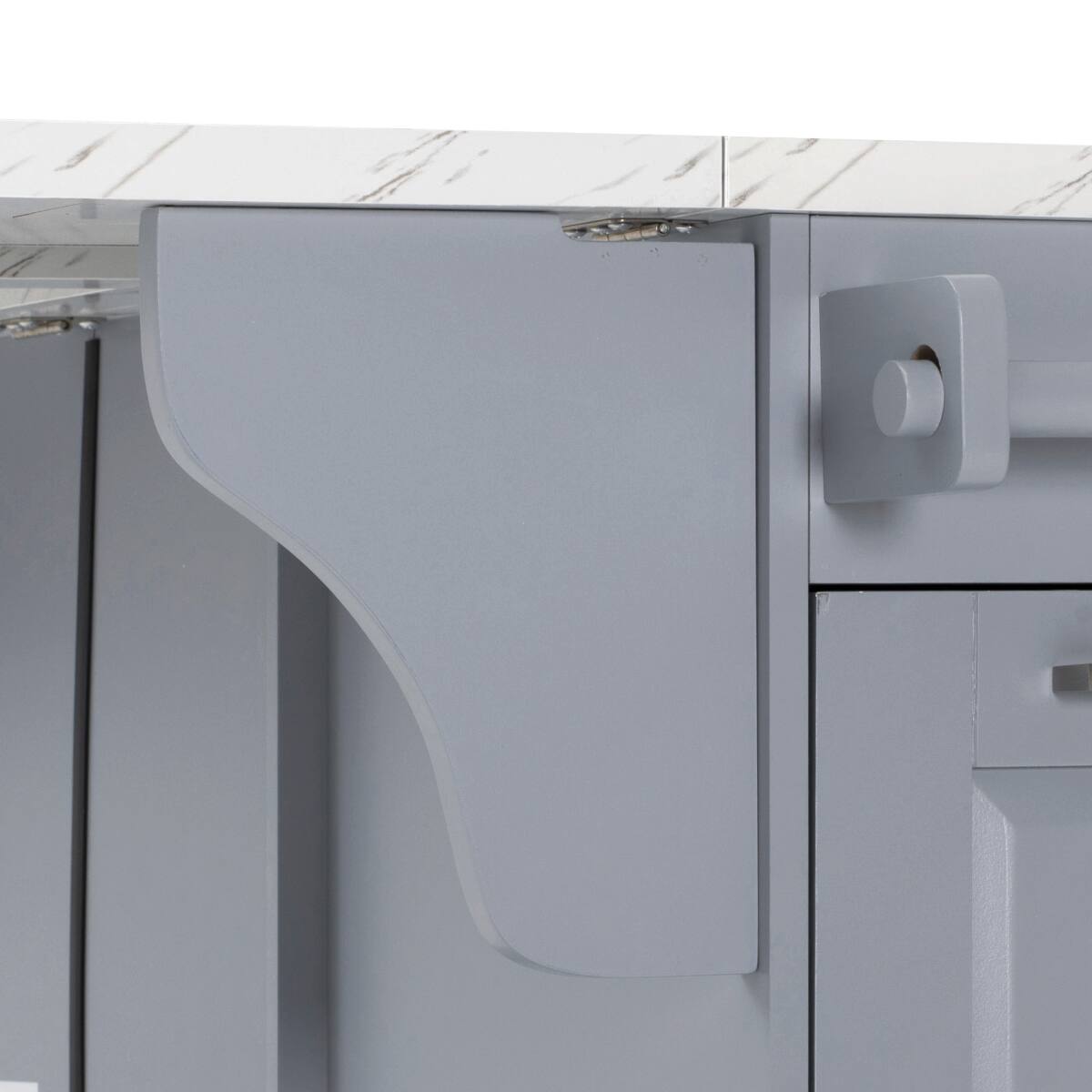Alt View 2. Loheer - Loheer 50.7" Kitchen Island with Tilt Trash Can Cabinet, Rolling Kitchen Island with Drop Leaf, Grey Blue Kitchen Cart - Grey Blue.