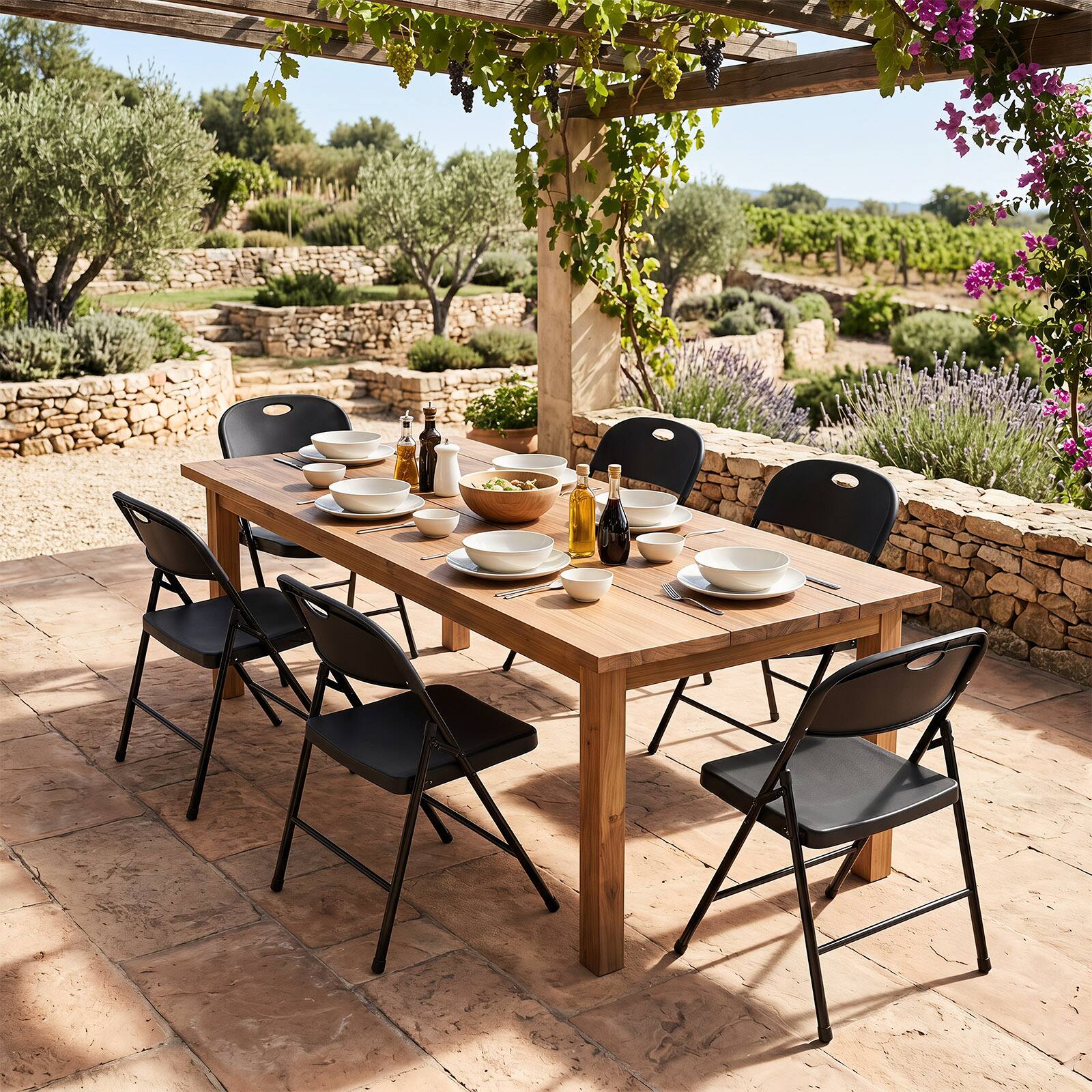 Alt View 3. Costway - Costway Foldable Plastic Chairs Set of 12 with Curved PP Seat Ergonomic Backrest Metal Legs - Black.