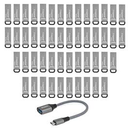 Kingston - 64GB DataTraveler Kyson Flash Drive (50-pack) with USB to USB-C Adapter - Silver