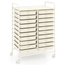 Ecooso - 20-Drawer Rolling Storage Cart, Mobile Drawer Organizer for Craft Room, Classroom and Home Office Storage - White