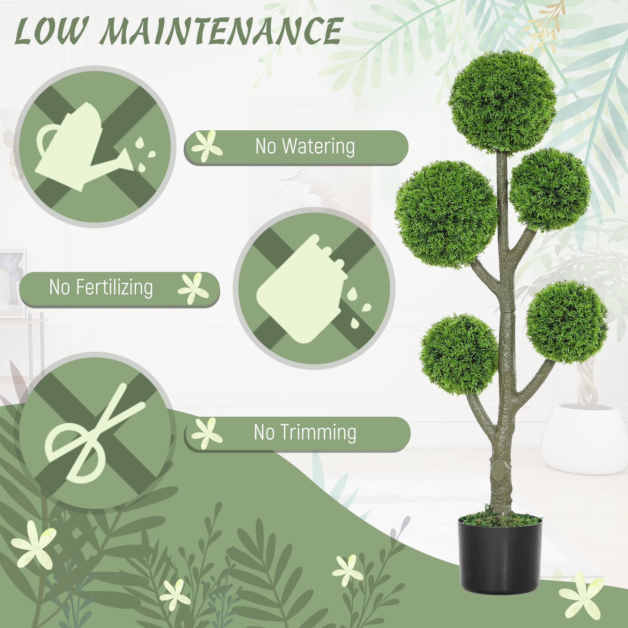 LOW MAINTENANCE
No Watering
No Fertilizing
No Trimming