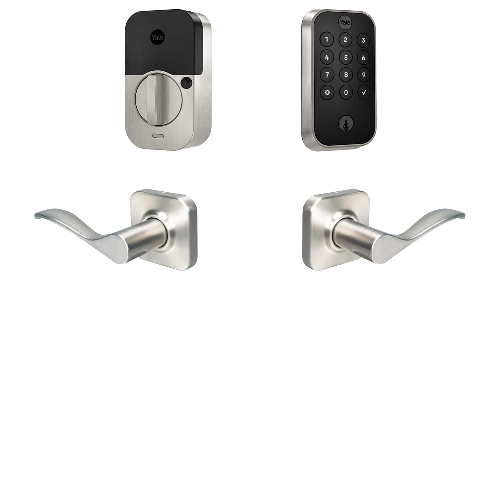 Yale - Assure Lock 2 Touch Keypad with Wi-Fi and Norwood Lever in Silver Nickel - Satin Nickel - Front_Zoom