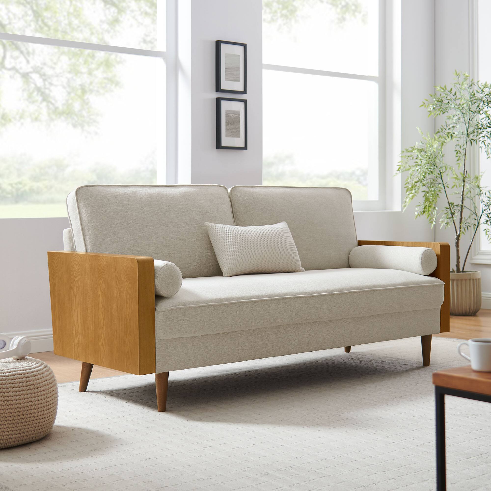 Alt View 4. Modway - Kellan Heathered Fabric Upholstered Sofa by Modway - Brown.