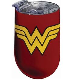 Spoontiques - DC Comics Wonder Woman Logo Stainless Steel Double Wall Insulated Wine Tumbler 16 ounce - Red